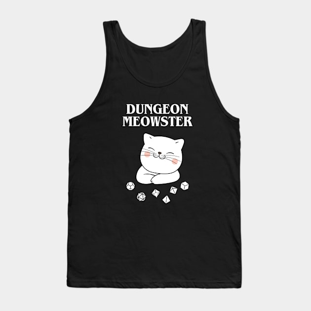 Dungeon Meowster Kitten with Polyhedral Dice Set Tank Top by pixeptional